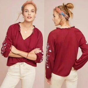 Anthropologie Dolan Fairytale Embroidered Top